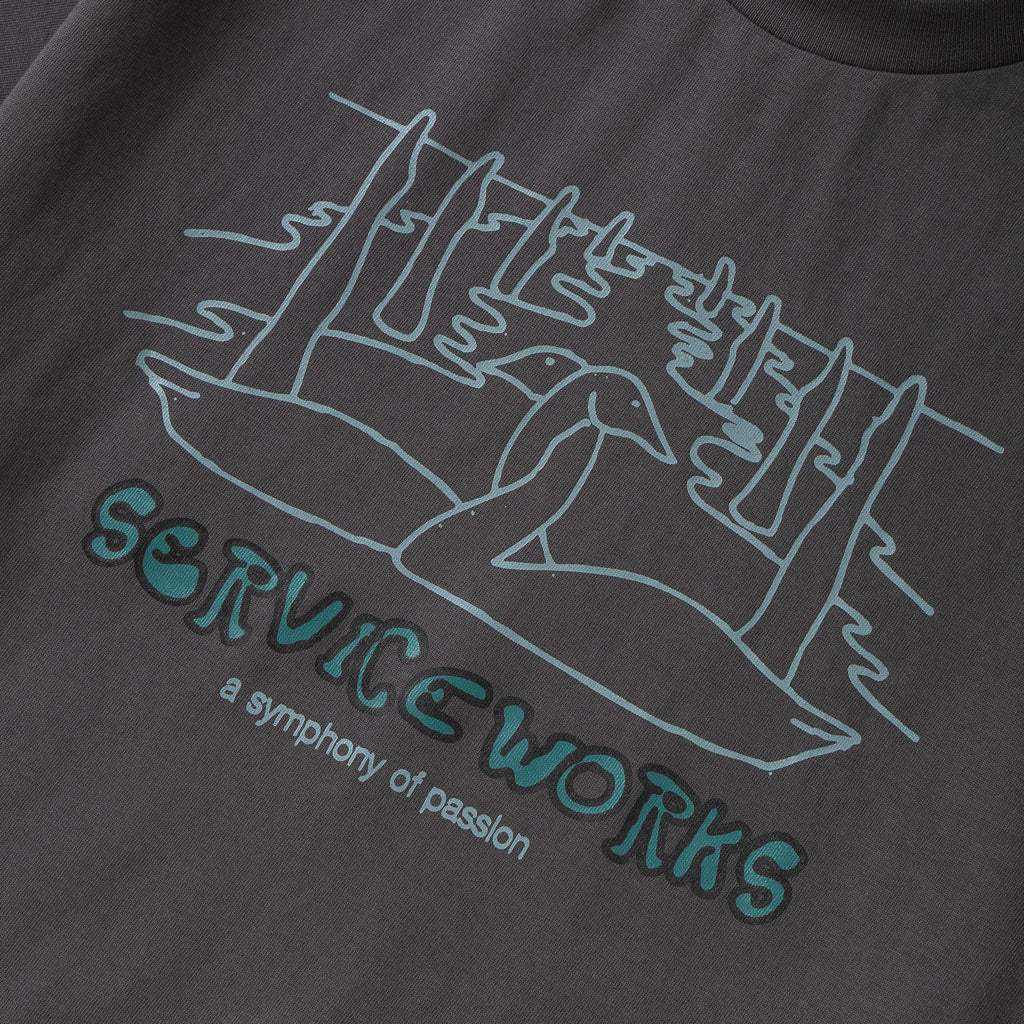 Front Print Of Midnight Grey Service Works Symphony T-Shirt