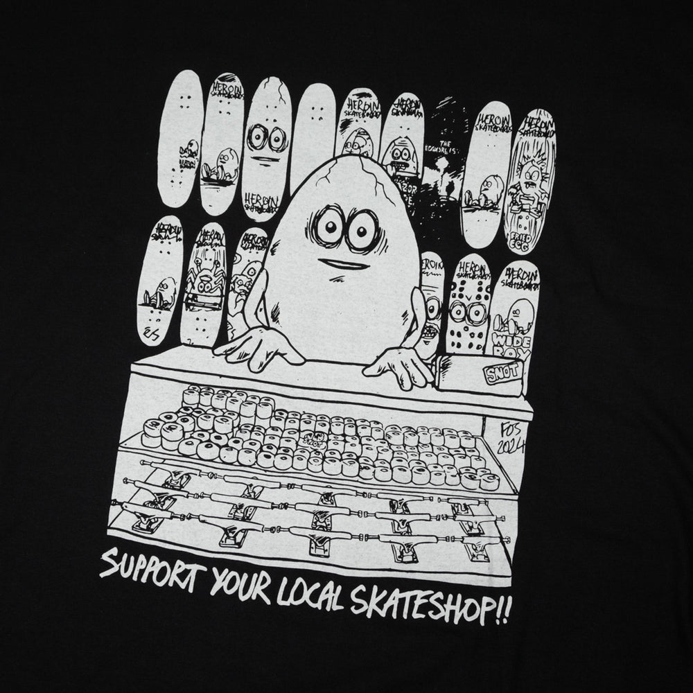 Skate Shop Day SSD Egg Black T-Shirt Front Print