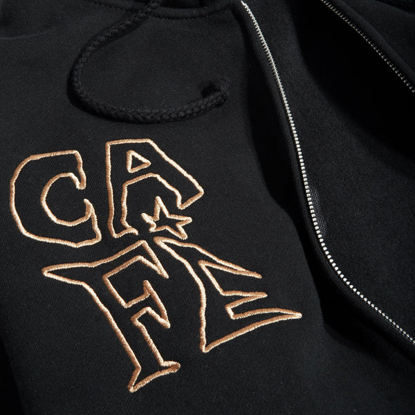 Skateboard Cafe - Ethan Embroidered Zip Hooded Sweathshirt - Black