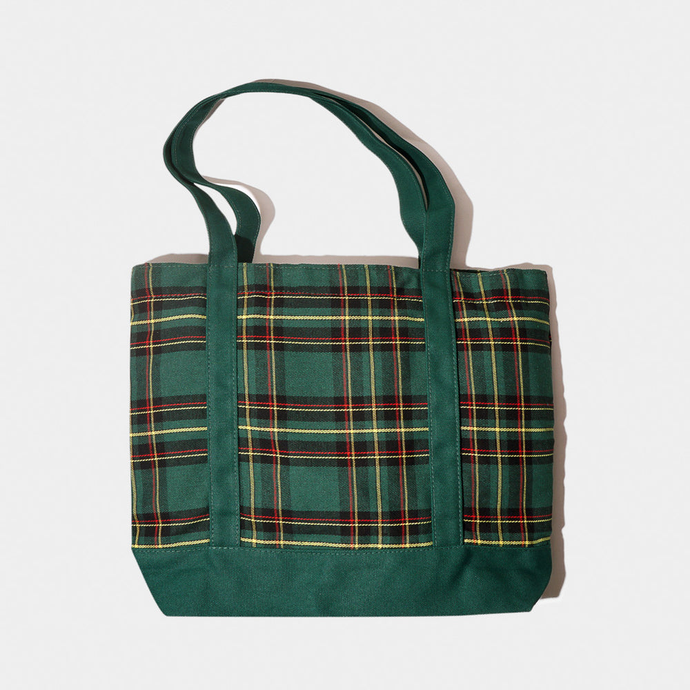 Skateboard Cafe Green Tartan Tote Bag