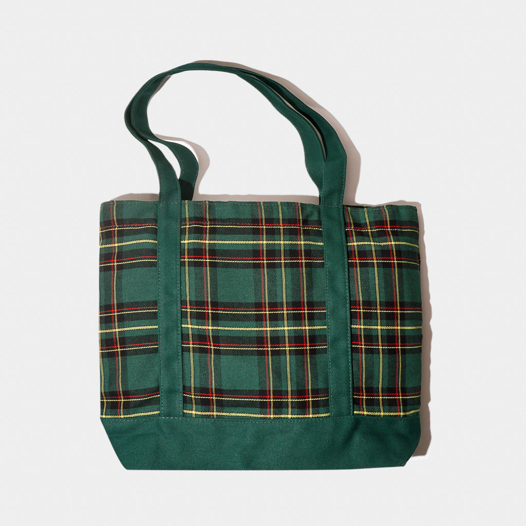 Skateboard Cafe Green Tartan Tote Bag