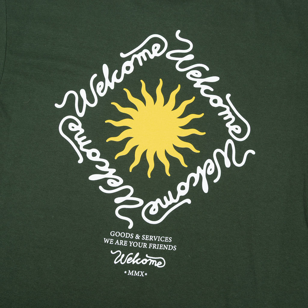 Welcome Skate Store Sun Forest Green T-Shirt Back Print