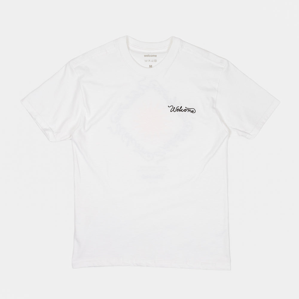 Front Of Welcome Skate Store Sun White T-Shirt