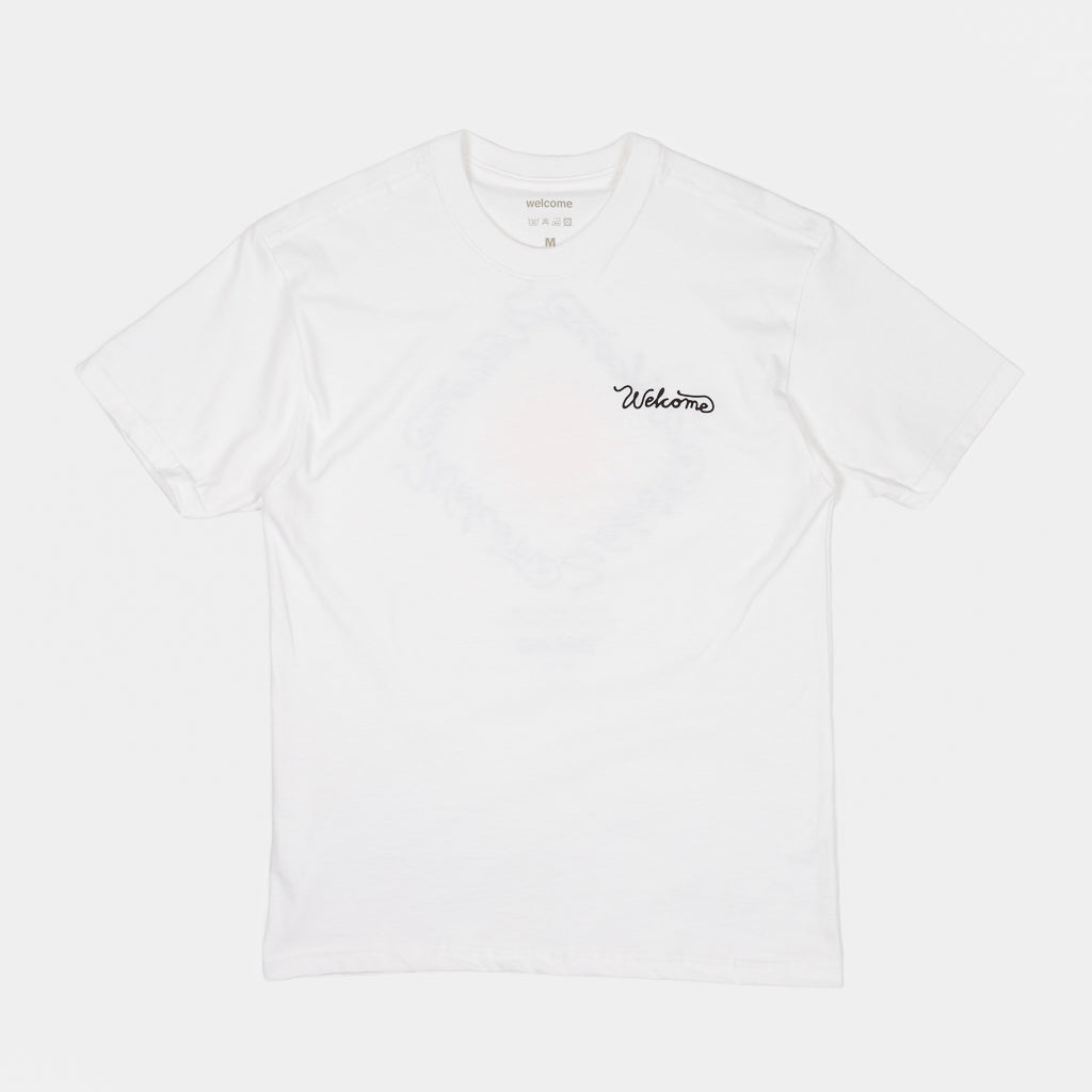 Front Of Welcome Skate Store Sun White T-Shirt