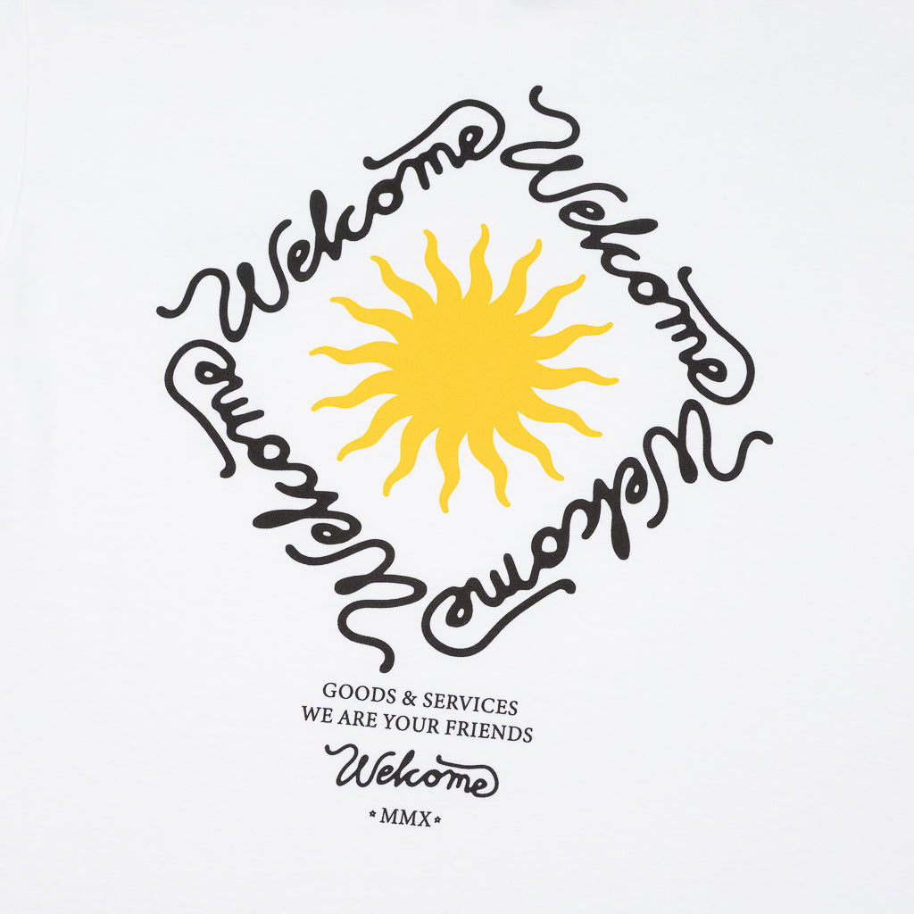 Back Of Welcome Skate Store Sun White T-Shirt Back Print