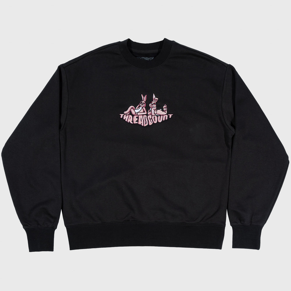 Threadcount Rabbit Coal Black Crewneck Sweatshirt