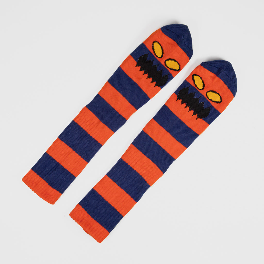 Toy Machine Dark Orange And Navy Monster Big Stripe Socks 