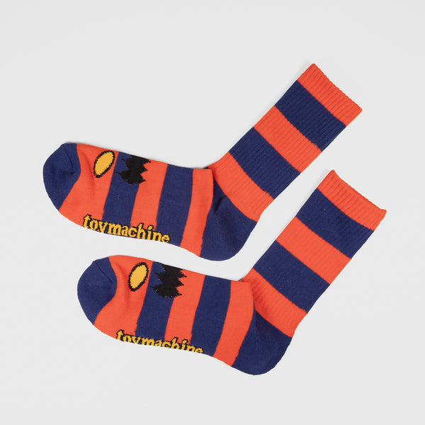 Toy Machine - Monster Big Stripe Socks - Dark Orange / Navy
