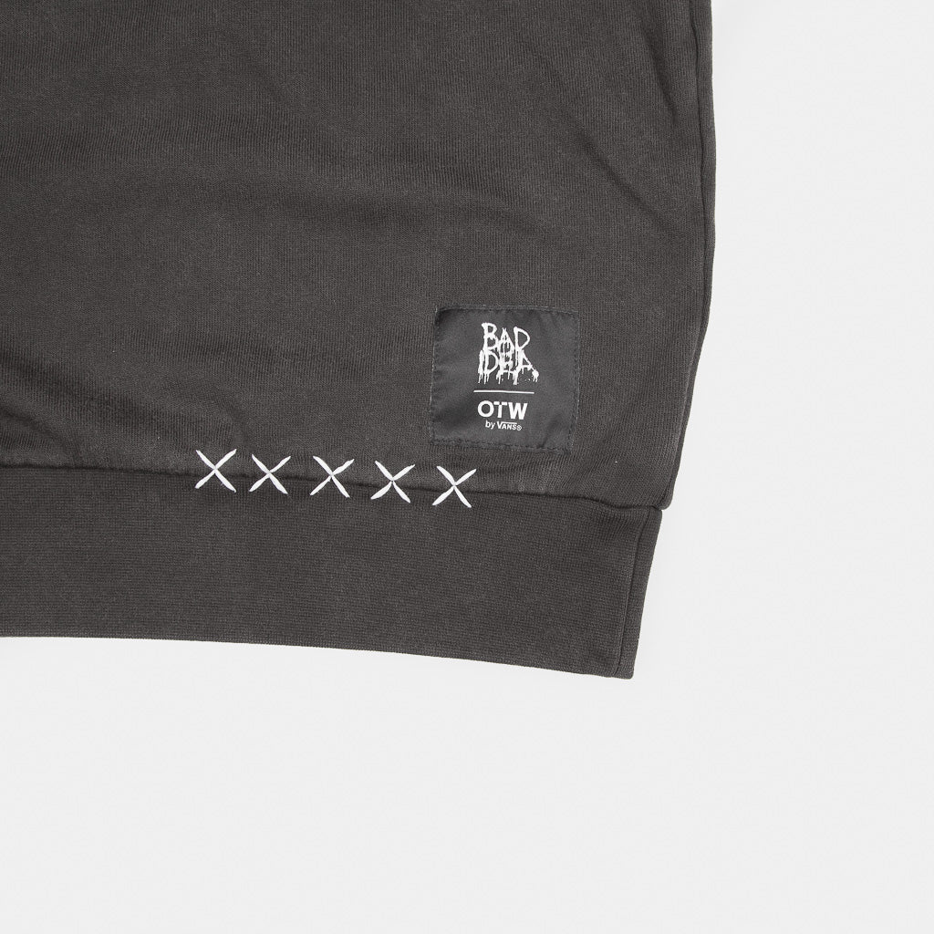 Hem Detail Of Vans OTW Bad Idea By CHITO Collaboration Black Crewneck Sweatshirt