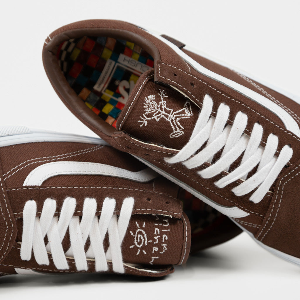 Vans Nick Michel Skate Old Skool Shoes Brown White UK