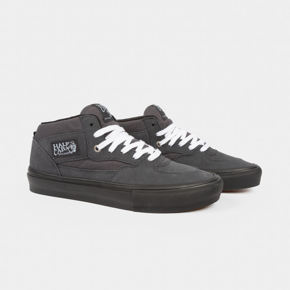 Charcoal Grey Suede Vans Skate Half Cab Shoes With Black Sole