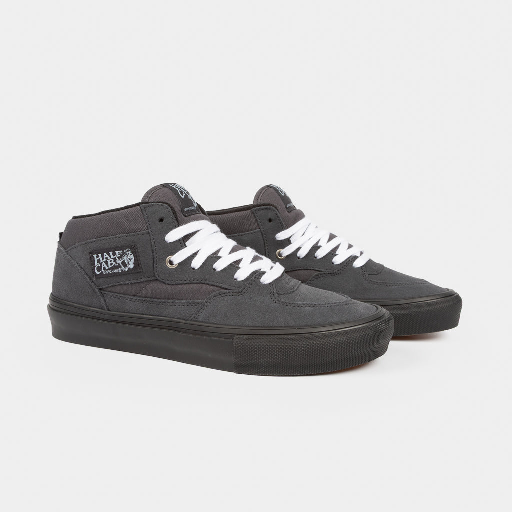 Charcoal Grey Suede Vans Skate Half Cab Shoes With Black Sole