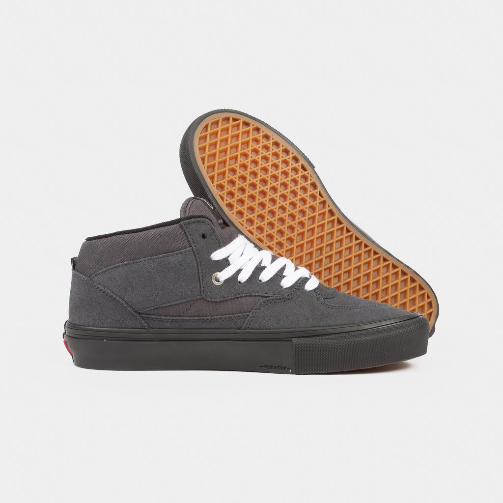 Charcoal Grey Suede Vans Skate Half Cab Shoes With Black Sole