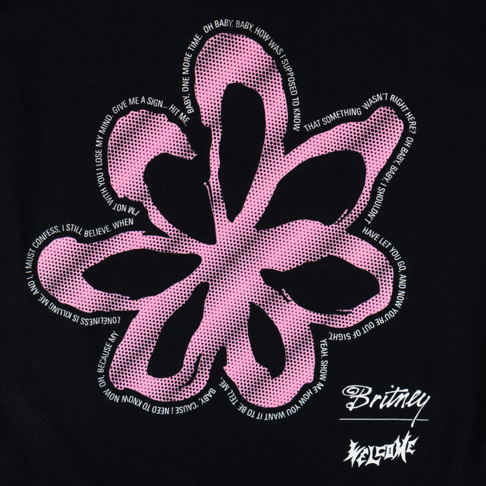 Welcome Skateboards Britney Spears Flower Black T-Shirt Back Print