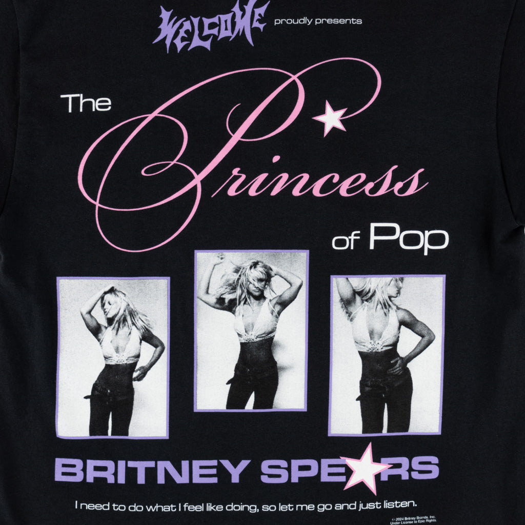 Welcome Skateboards Britney Spears Princess Black T-Shirt Back Print