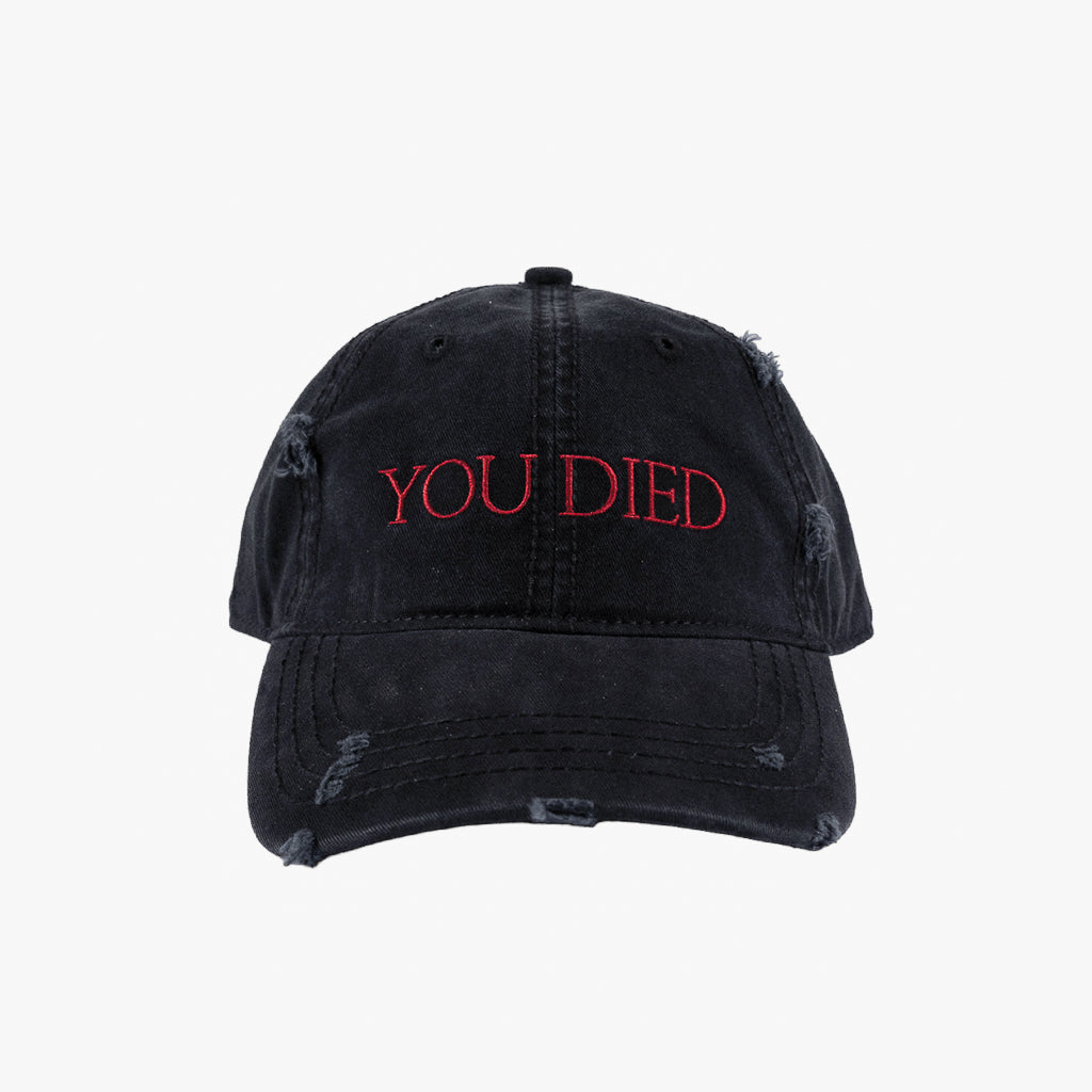 Welcome Skateboards Dark Souls You Died Black Distressed Twill Cap