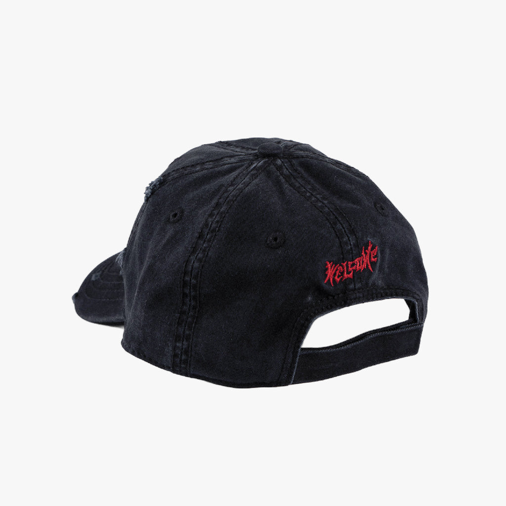 Back Of Welcome Skateboards Dark Souls You Died Black Distressed Twill Cap