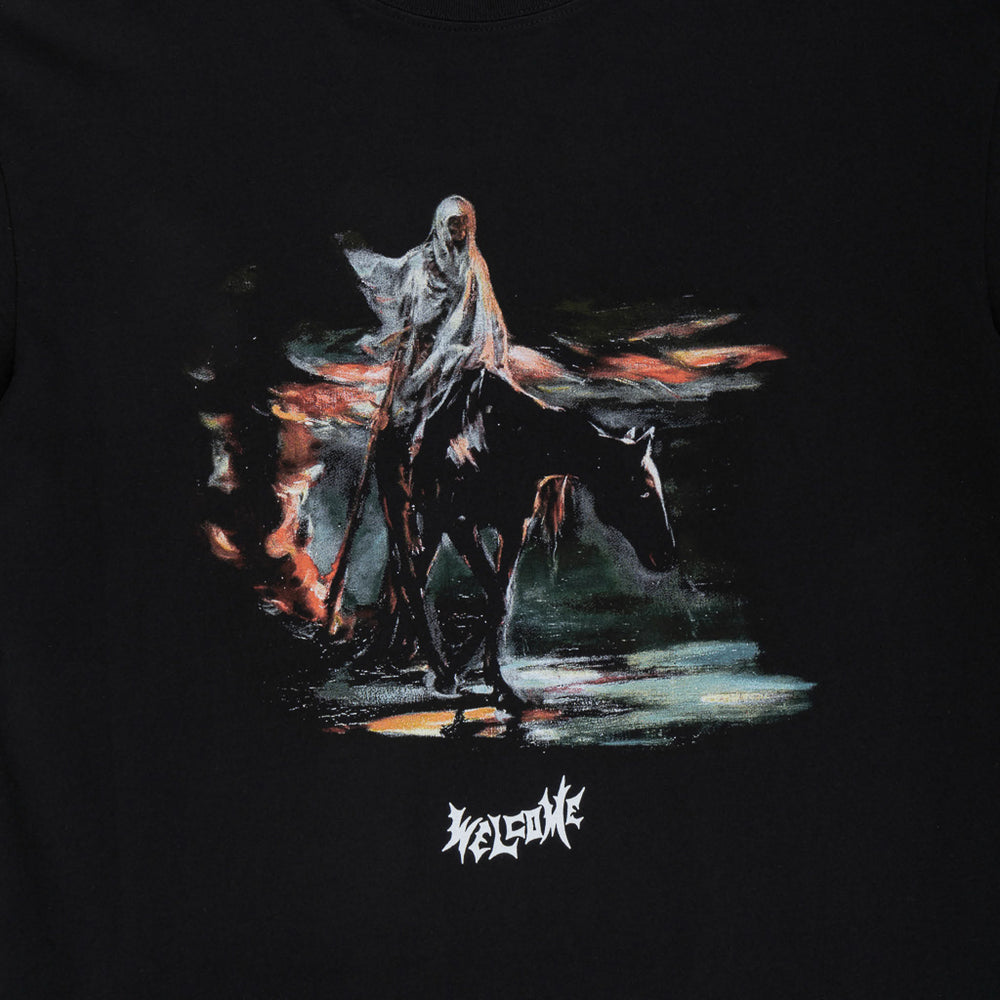 Welcome Skateboards Horseman Boxy Black T-Shirt Front Print