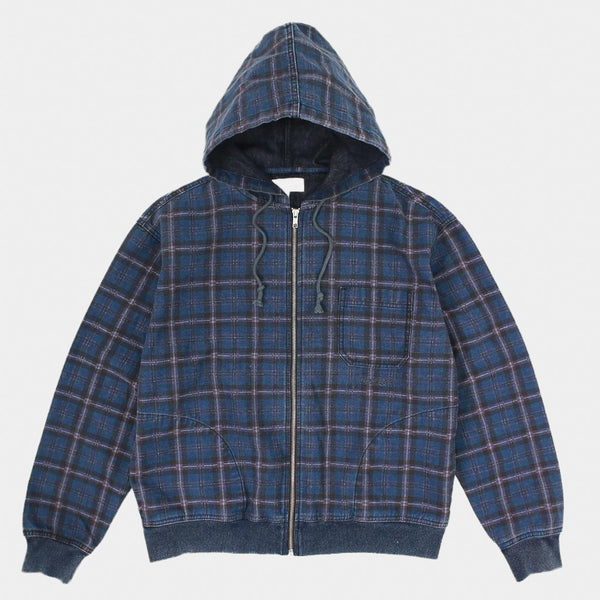 Yardsale - Anchor Lightweight Plaid Hooded Jacket - Blue