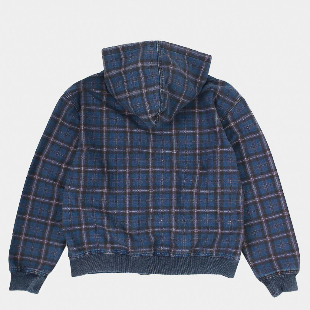 Blue Plaid Yardsale Anchor Lightweight Denim Hooded Jacket