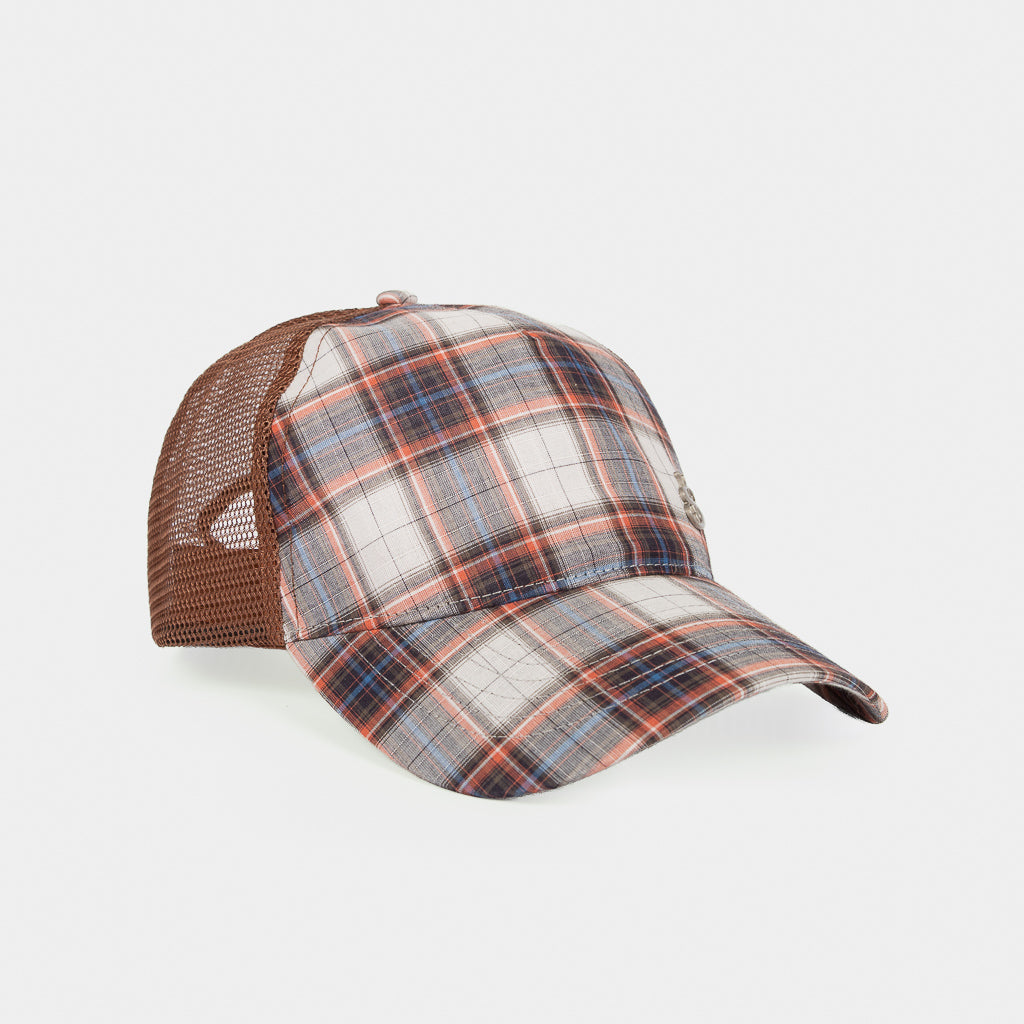 Yardsale Phantasy Brown Plaid Trucker Cap 