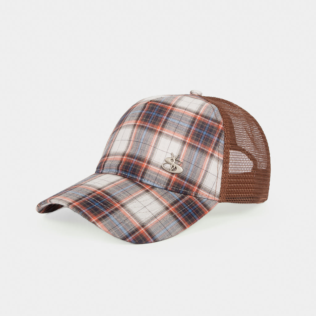 Yardsale Phantasy Brown Plaid Trucker Cap 