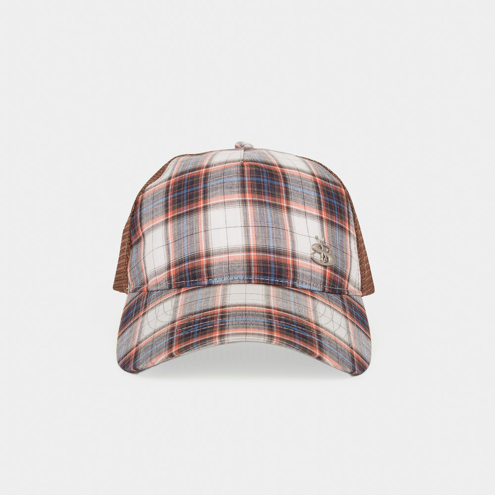 Yardsale Phantasy Brown Plaid Trucker Cap 