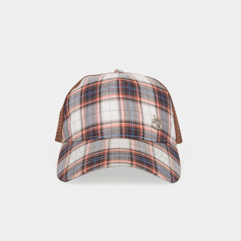 Yardsale Phantasy Brown Plaid Trucker Cap 