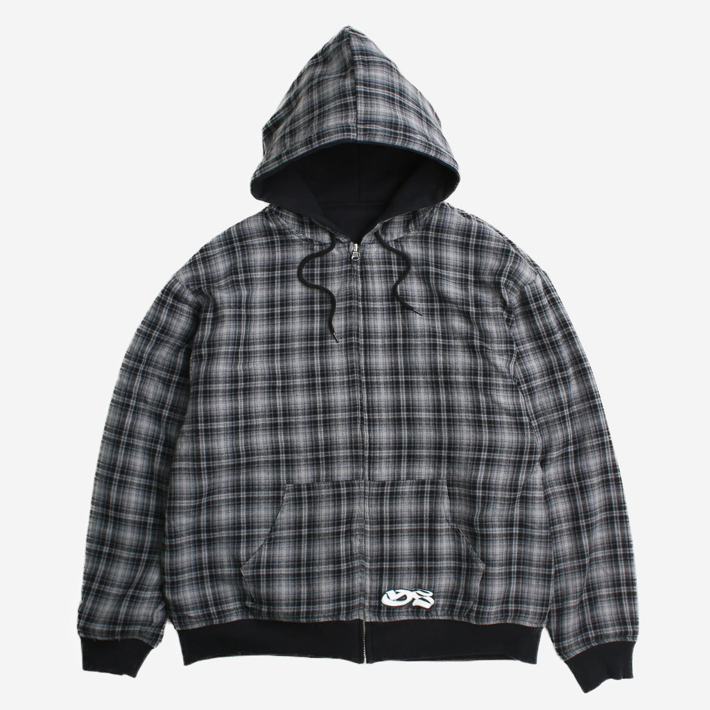 Yardsale Grey Reversible Flannel Zip Hooded Sweatshirt