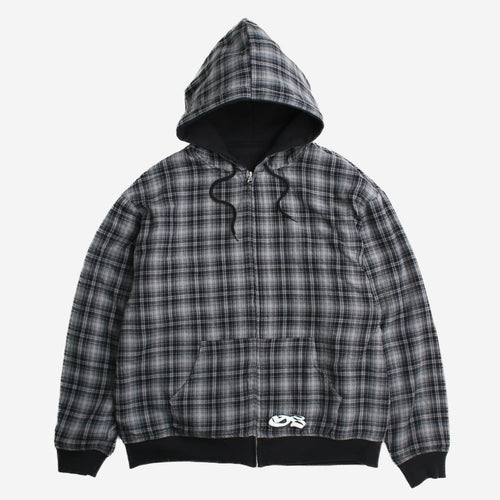 Yardsale - Reversible Flannel Zip Hooded Sweatshirt - Grey Flannel / Black