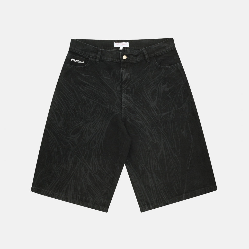 Yardsale Black Ripper Denim Shorts