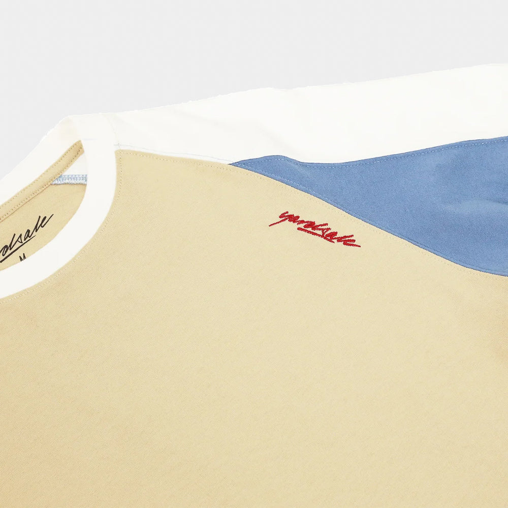 Yardsale Beige, Blue And White Starlite T-Shirt Embroidery