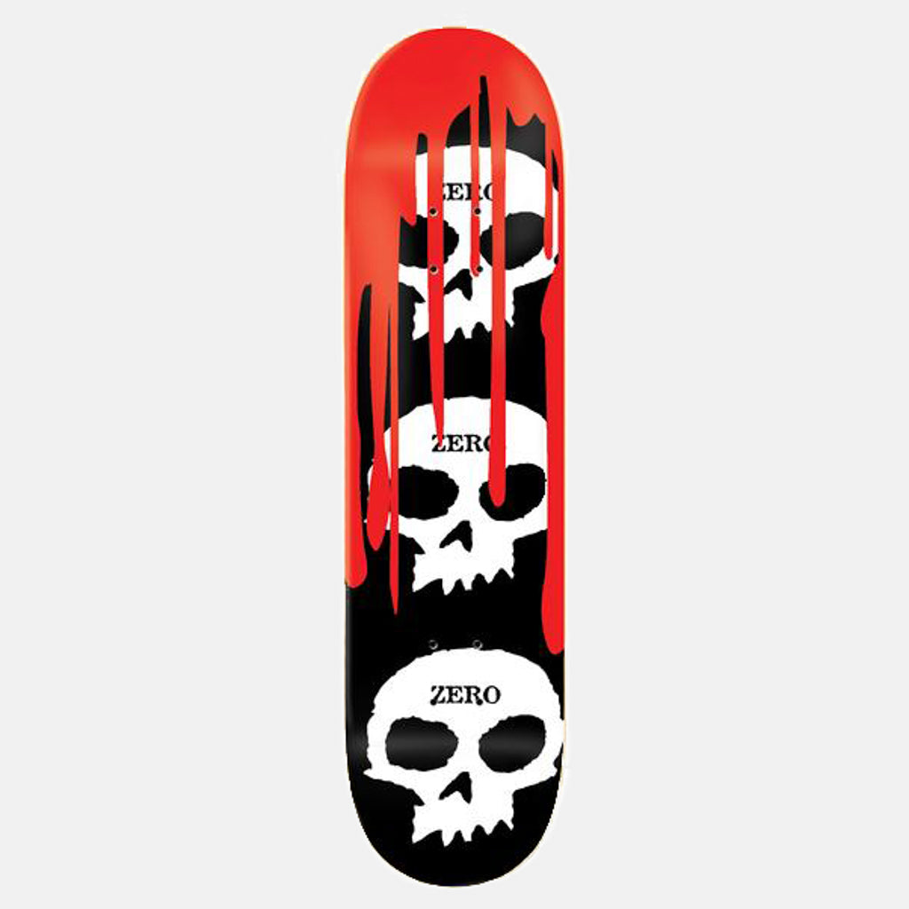 Zero Skateboards 8.25" 3 Skull Blood Black Skateboard Deck
