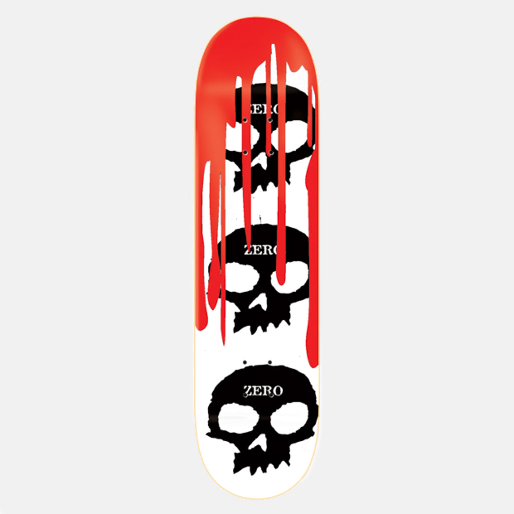 Zero Skateboards 8.375" 3 Skull Blood White Skateboard Deck