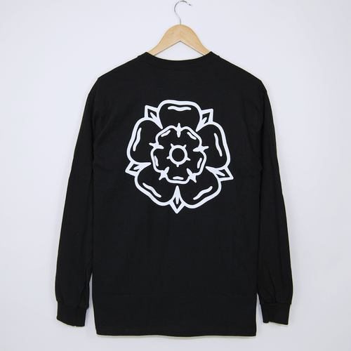 Don't Mess With Yorkshire - Rose Longsleeve T-Shirt - Black / White