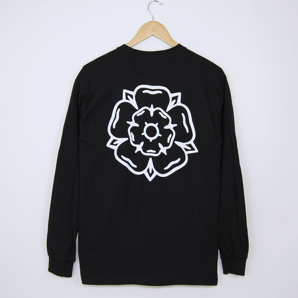 Don't Mess With Yorkshire - Rose Longsleeve T-Shirt - Black / White