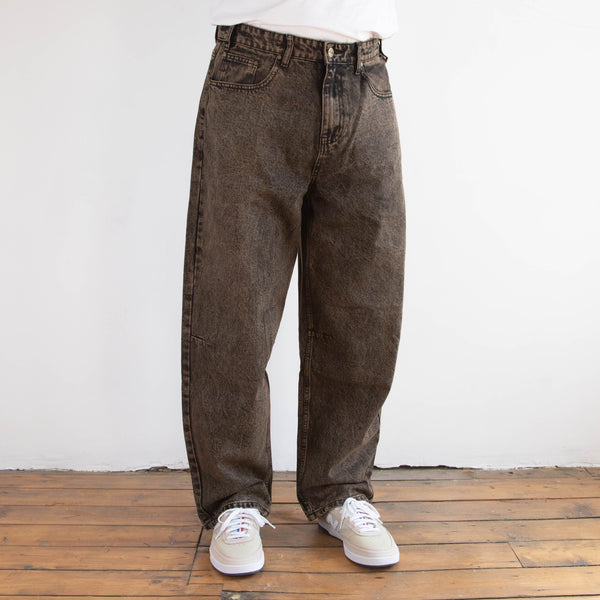 Butter Goods - Wide Cut Denim Jeans - Acid Washed Brown