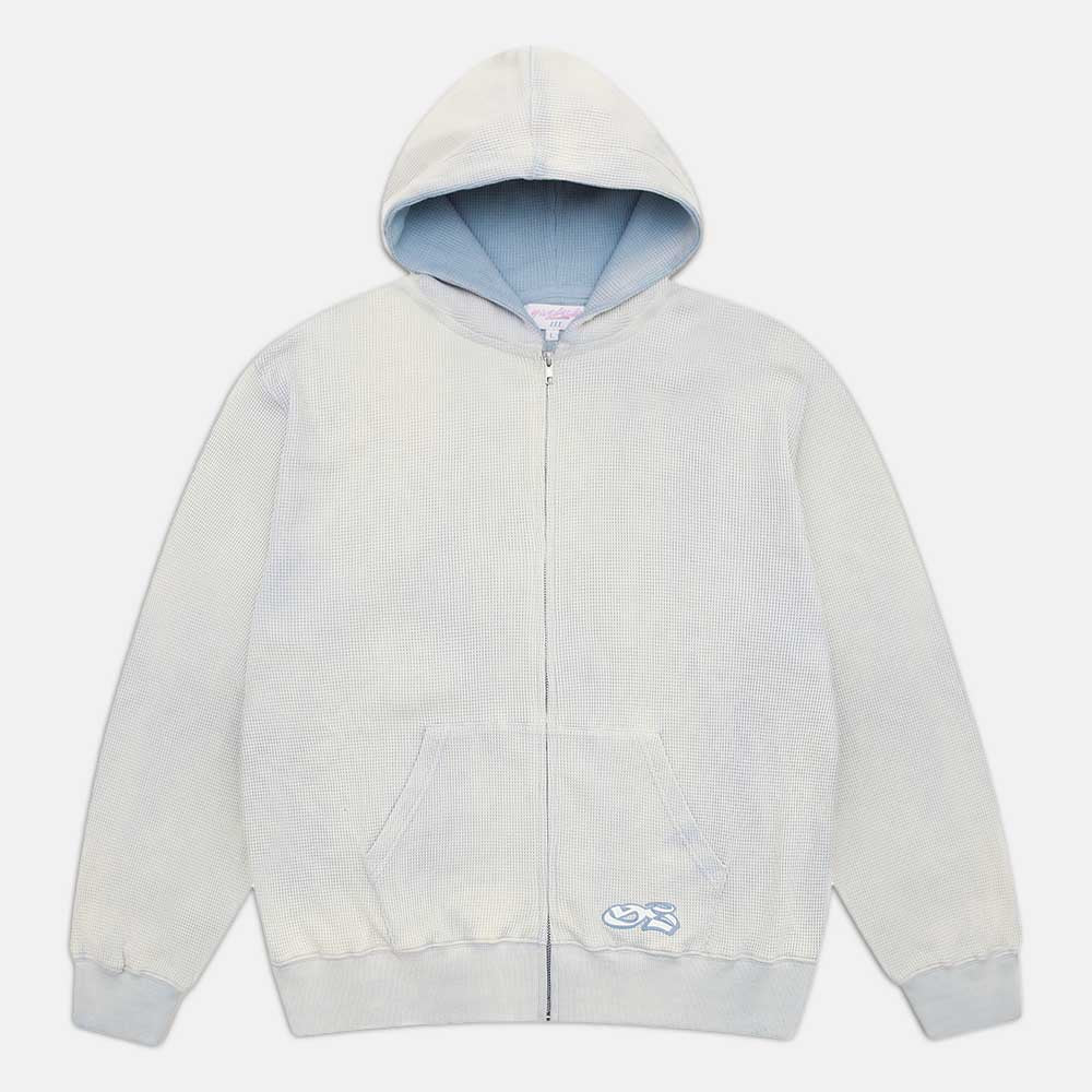 Yardsale - Bleached Waffle Pullover Hooded Sweatshirt - Blue