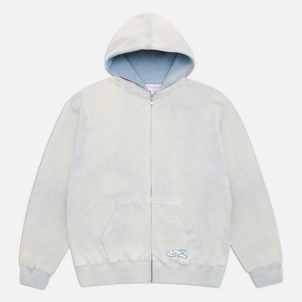 Yardsale - Bleached Waffle Pullover Hooded Sweatshirt - Blue