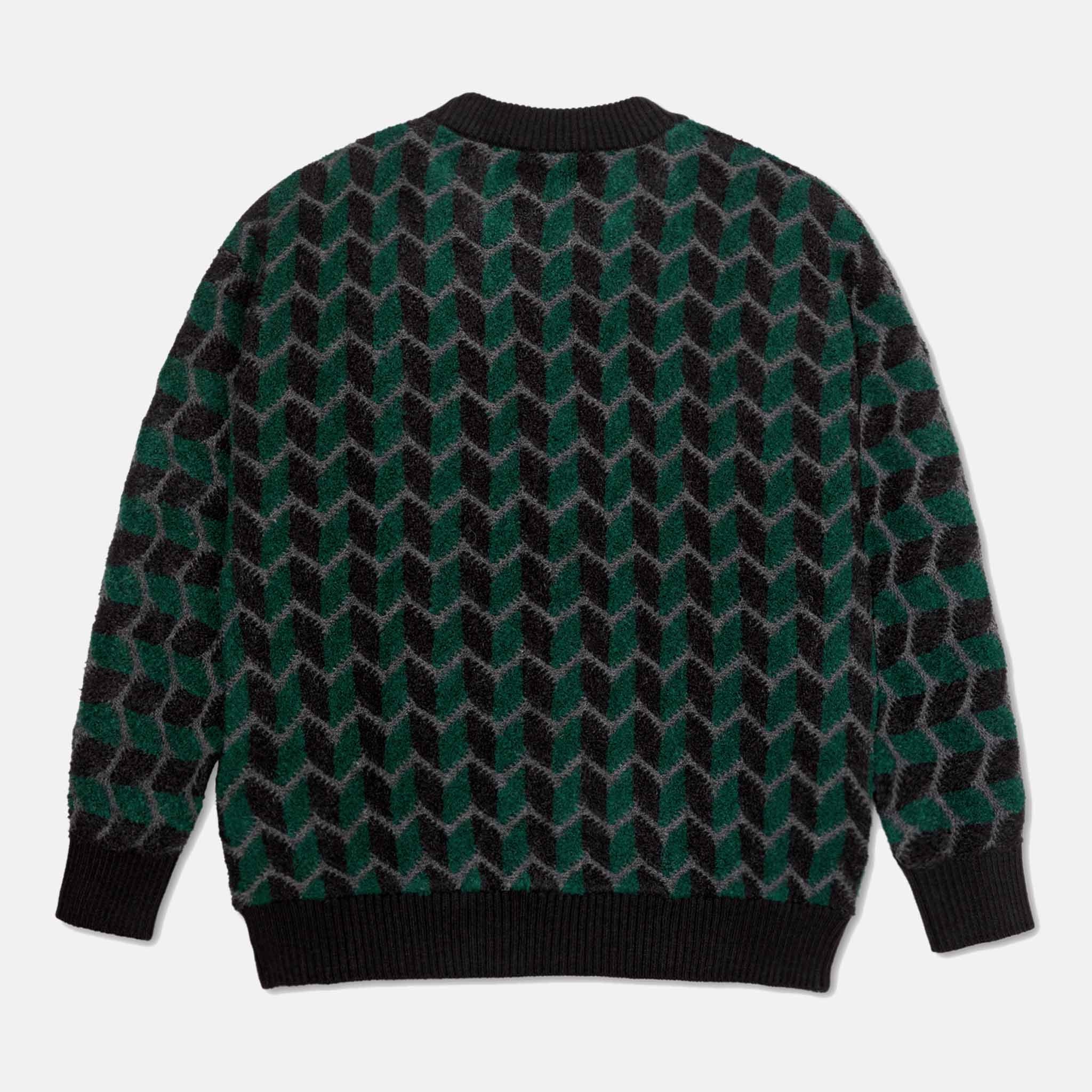 Polar Skate Co. Zig Zag Knitted Jumper Black Dark Teal X Small Small