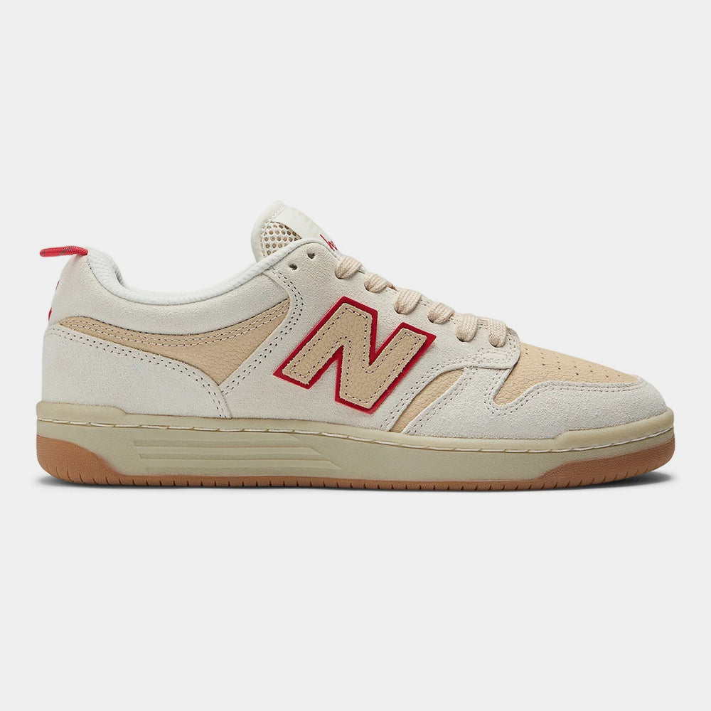 New Balance Numeric - Chocolate 480 Shoes - Sea Salt / Red