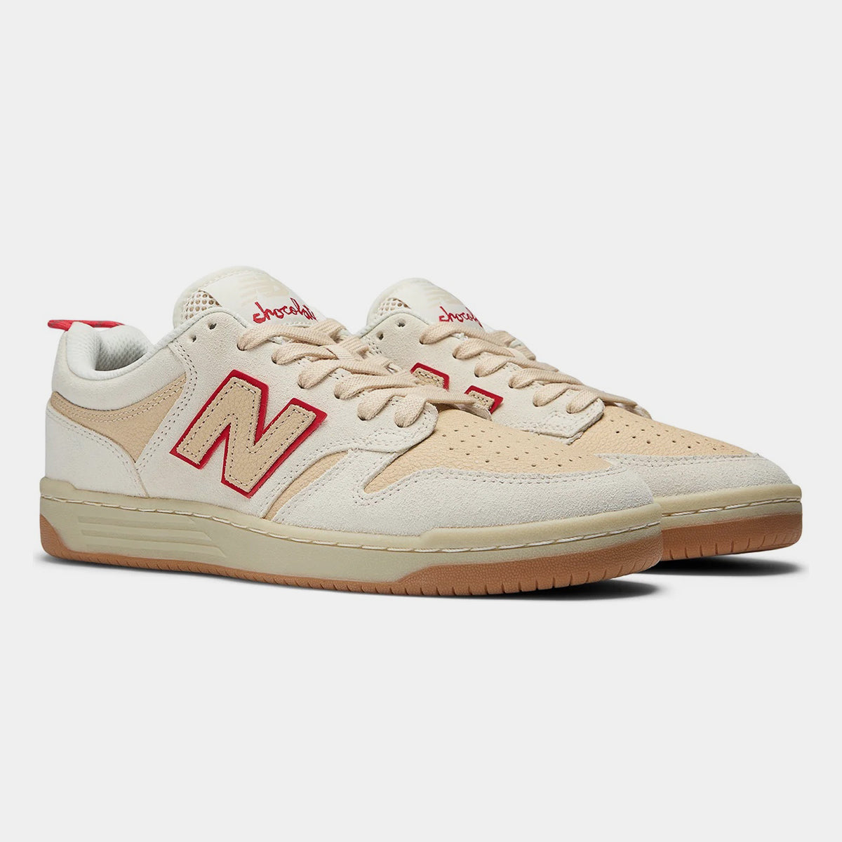 New Balance Numeric - Chocolate 480 Shoes - Sea Salt / Red