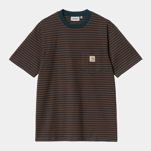 Carhartt WIP - Verner Stripe Pocket T-Shirt - Duck Blue / Offroad