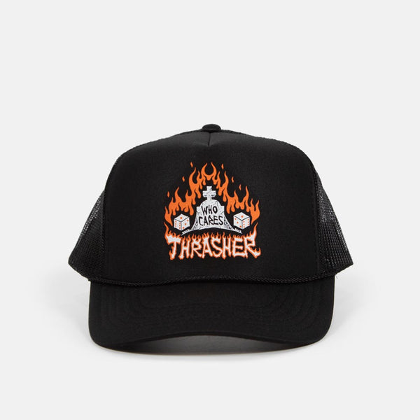 Thrasher Magazine - Neckface Who Cares Trucker Cap - Black
