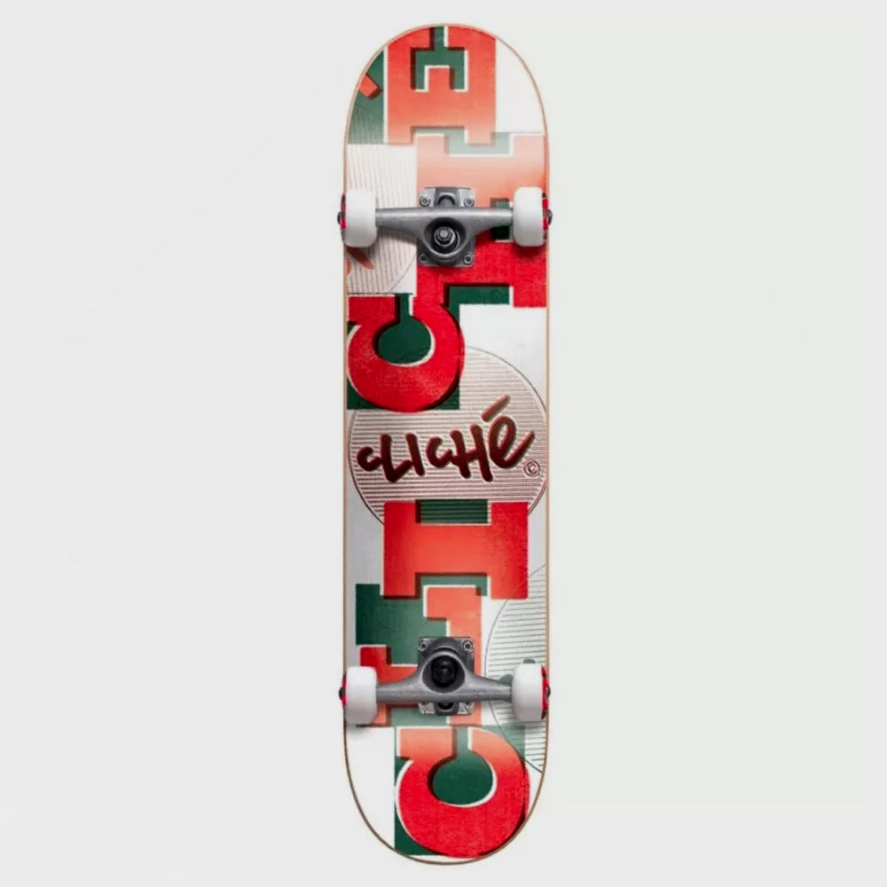 Cliche - 7.875" Uppercase First Push Complete Skateboard - Red / White