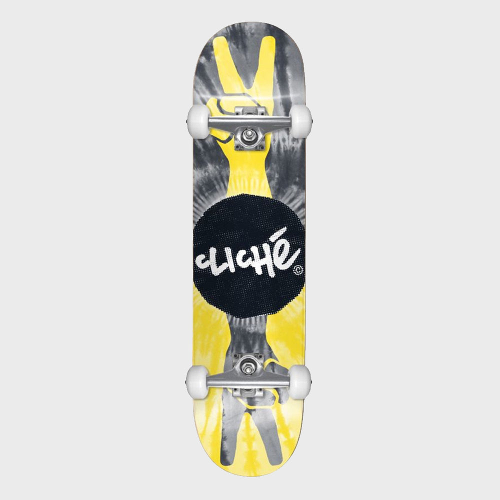 Cliche - 8.0" Peace First Push Complete Skateboard - Yellow / Black