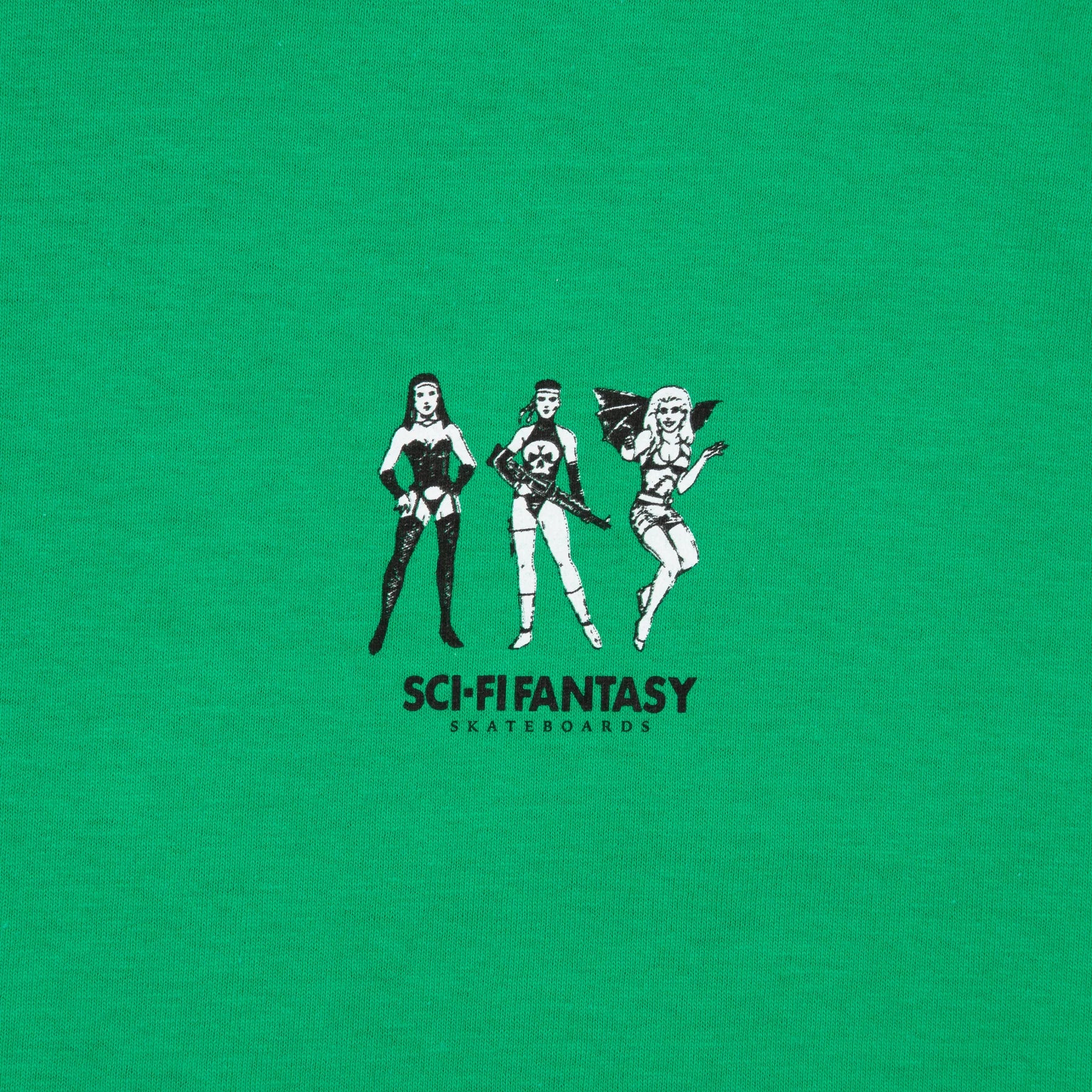 Sci-Fi Fantasy Macho Girls Kelly Green T-Shirt Front Print