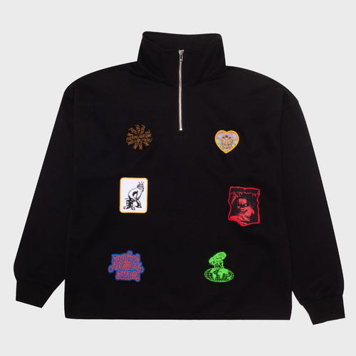 Fucking Awesome - Patches Quarter Zip Sweatshirt - Black