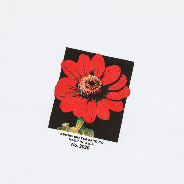 5Boro Skateboards - Red Flower T-Shirt - White