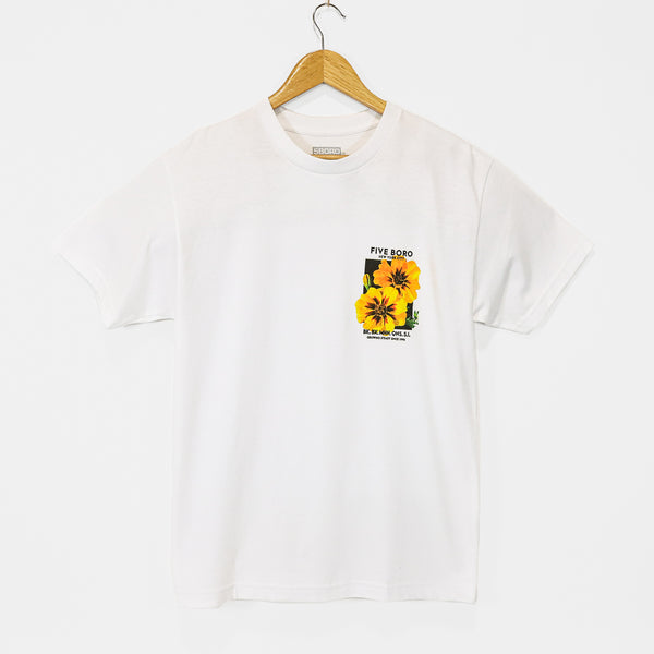 5Boro Skateboards - Yellow Flower T-Shirt - White